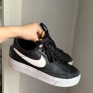 Women’s Nike Legacy Lift 8.5 Black & White Leather Platform Sneakers